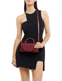 Phoebe Bamboo Top Handle Bag in Burgundy