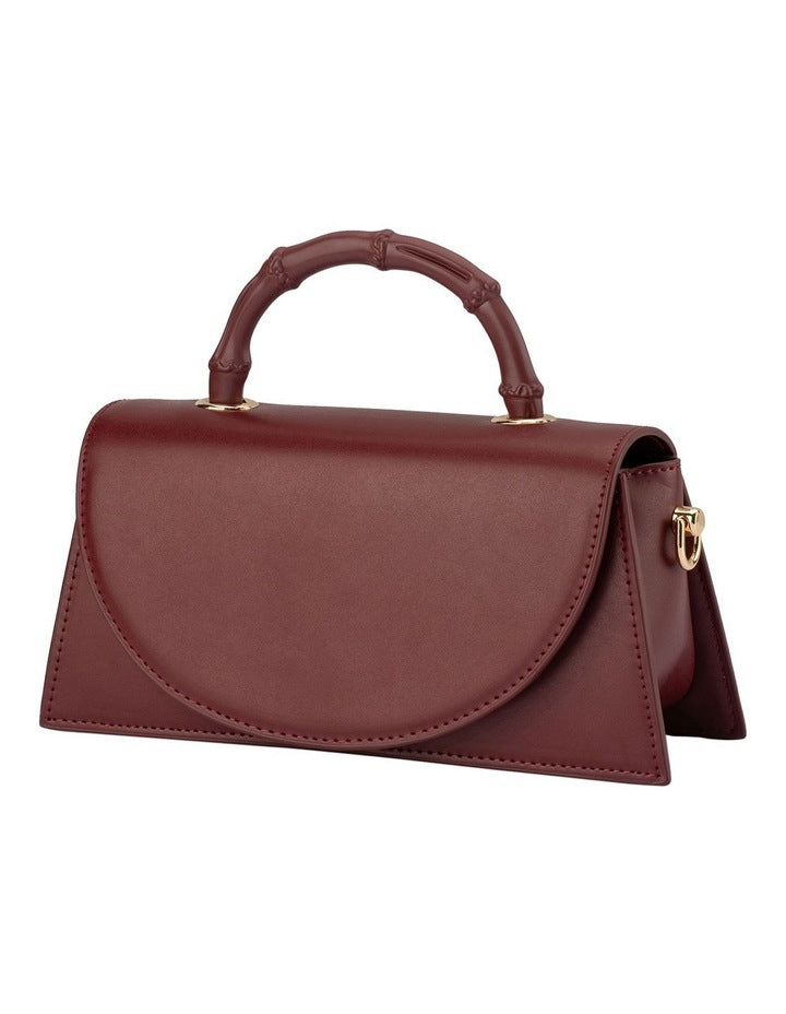 Phoebe Bamboo Top Handle Bag in Burgundy