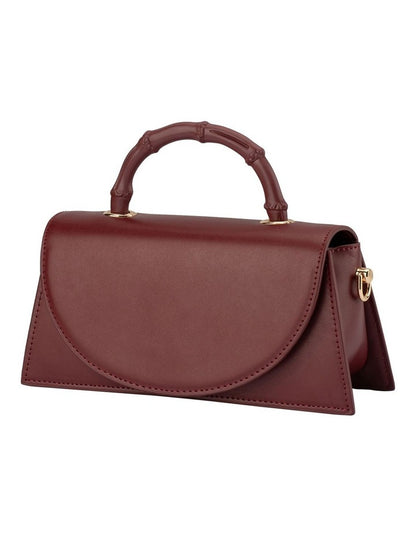 Phoebe Bamboo Top Handle Bag in Burgundy