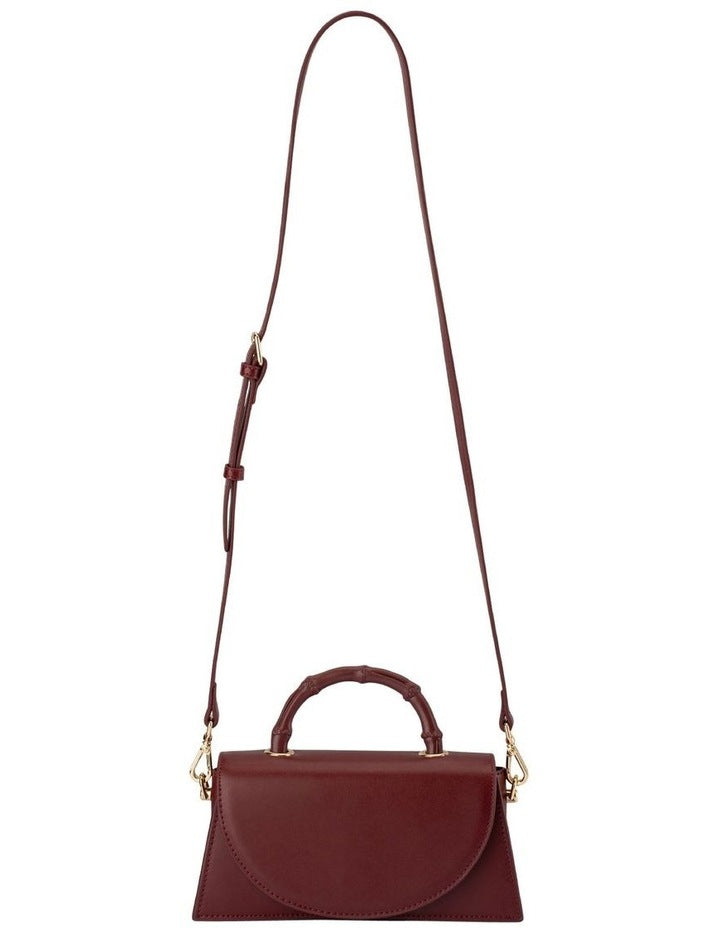 Phoebe Bamboo Top Handle Bag in Burgundy