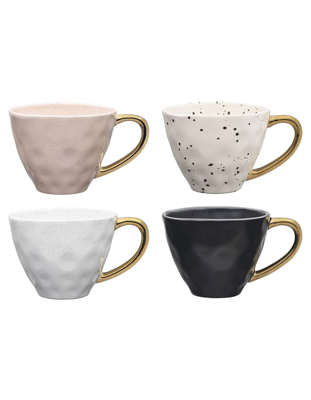 Speckle Set 4 Mugs Gold Handle 380ml