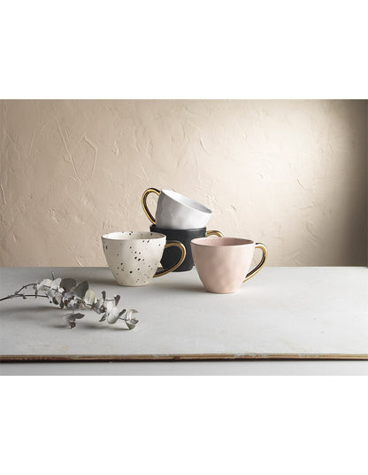 Speckle Set 4 Mugs Gold Handle 380ml