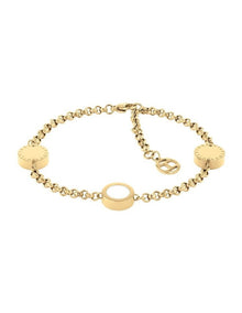 2780569 Steel And Crystals Pendant Necklace in Gold