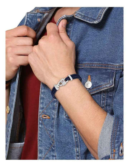 Jewellery Stainless Steel Leather Bracelet in Blue 2790362