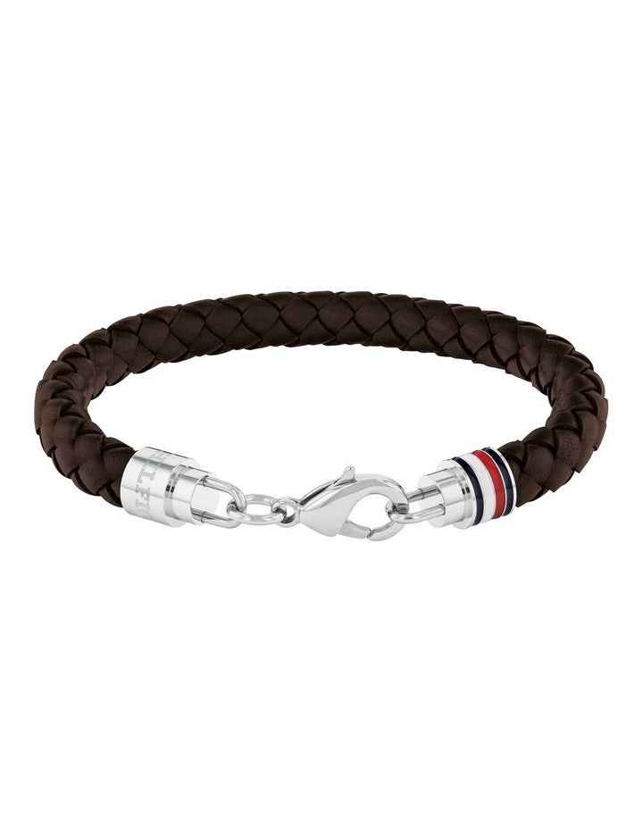 Jewellery Stainless Steel & Brown Leather Bracelet in Black  2790546