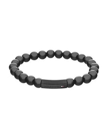 Jewellery Steel Onyx Bead Bracelet in Black 2790581