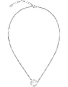 1580541 Stainless Steel And Crystals Pendant Necklace in Silver
