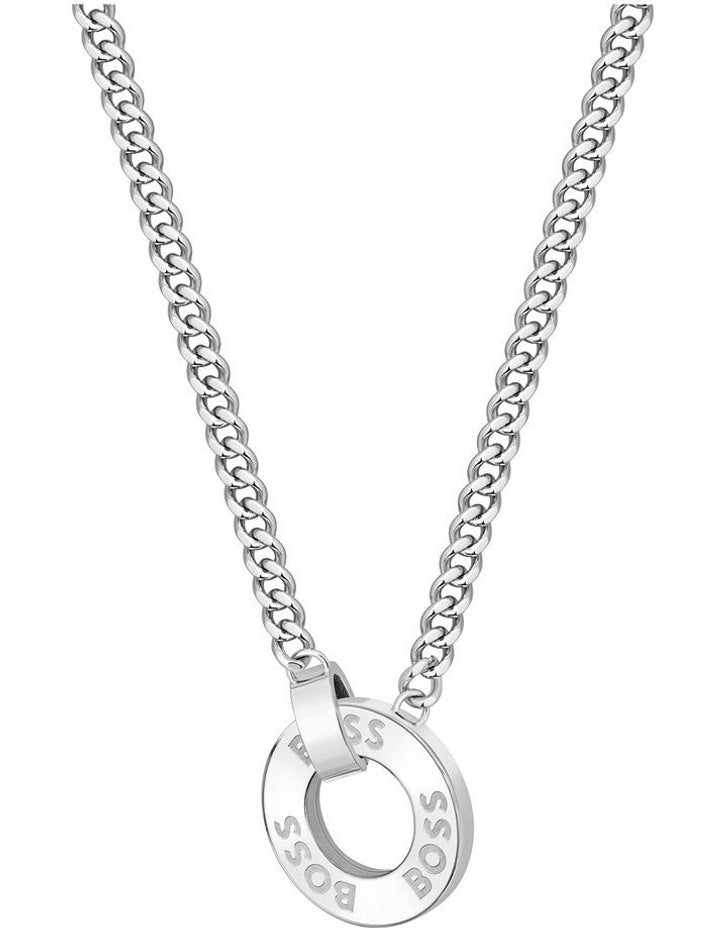 1580541 Stainless Steel And Crystals Pendant Necklace in Silver