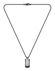 1580577 Steel Pendant with Chain Necklace in Black