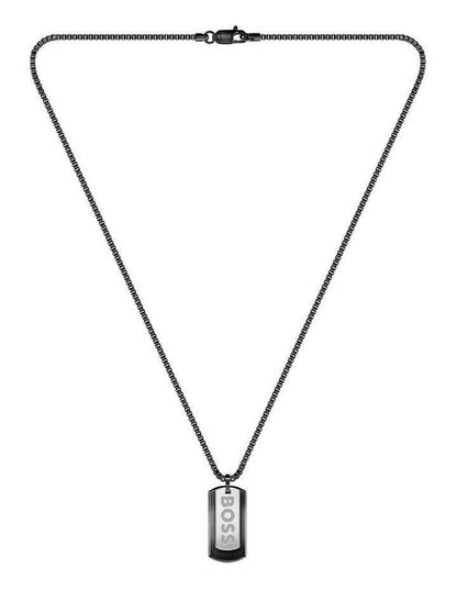 1580577 Steel Pendant with Chain Necklace in Black