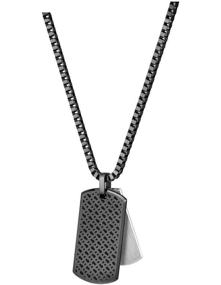 1580577 Steel Pendant with Chain Necklace in Black