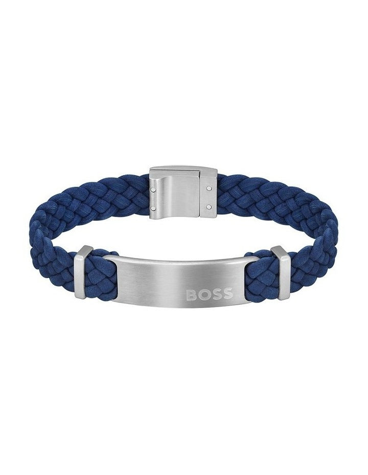 Stainless Steel & Leather 1580609M Bracelet in Navy