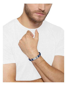 Stainless Steel & Leather 1580609M Bracelet in Navy