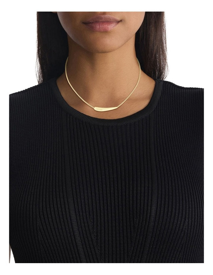 35000339 Steel Pendant Necklace in Gold