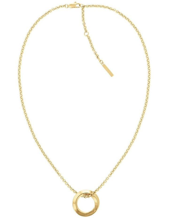 35000307 Steel Pendant Necklace in Gold