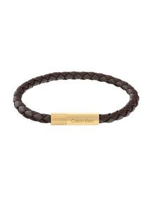 35100027 Leather Bracelet in Gold Steel & Brown