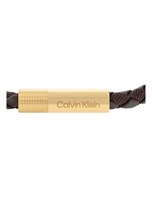 35100027 Leather Bracelet in Gold Steel & Brown
