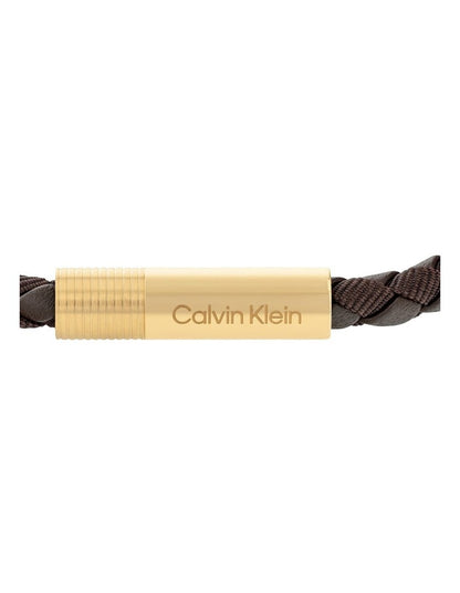 35100027 Leather Bracelet in Gold Steel & Brown