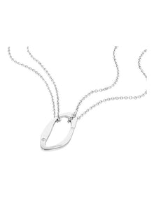 35000685 Stainless Steel & Crystals Pendant Necklace in Silver