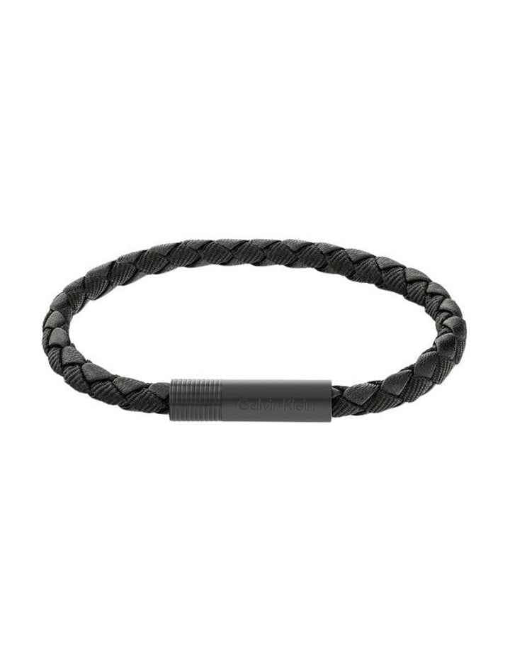 35100025 Steel And Leather Bracelet in Black