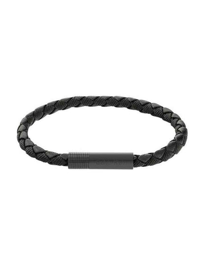 35100025 Steel And Leather Bracelet in Black
