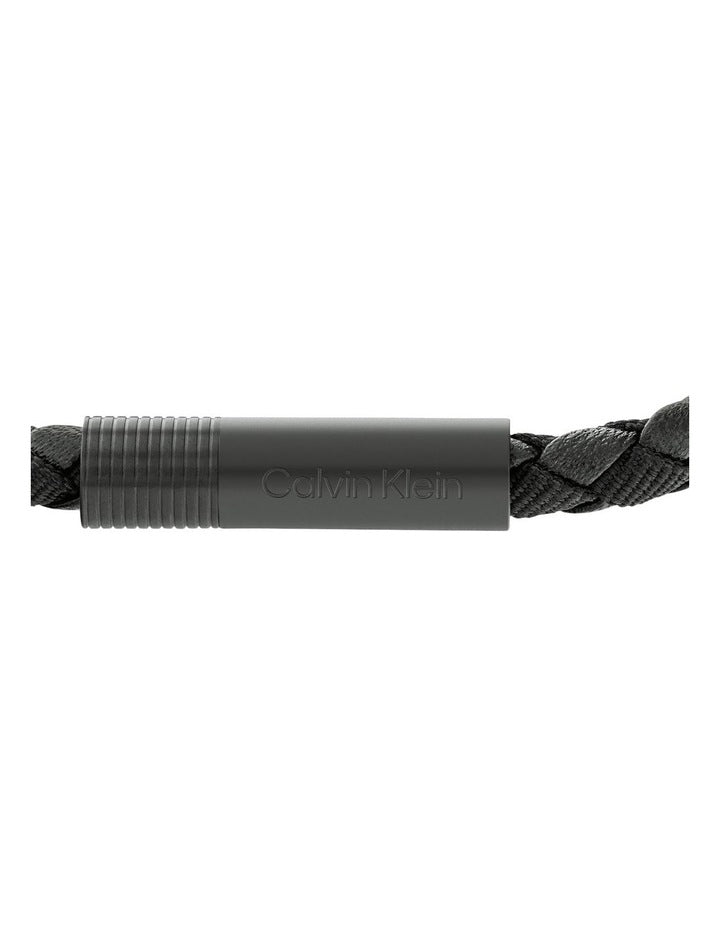35100025 Steel And Leather Bracelet in Black