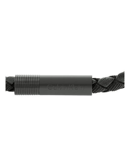 35100025 Steel And Leather Bracelet in Black