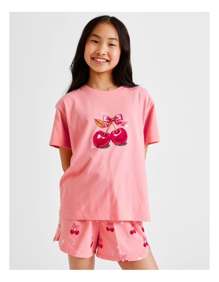 Cherry Knit Pyjamas in Tulip