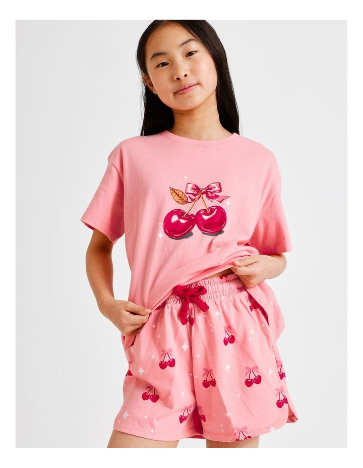 Cherry Knit Pyjamas in Tulip