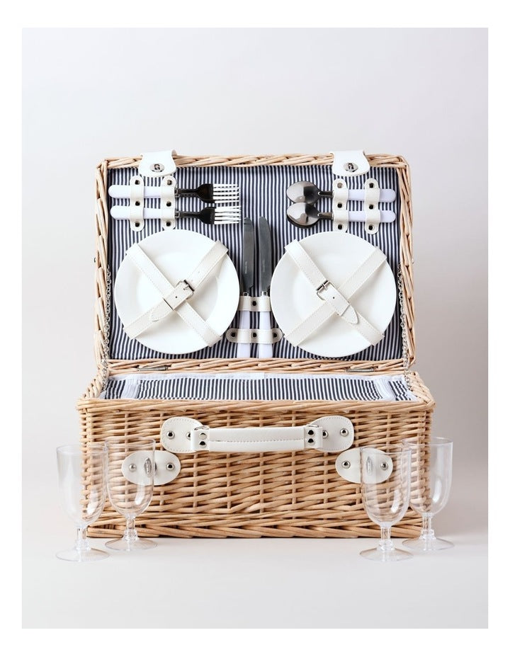 4 Person Picnic Basket in Ash Honey/Navy