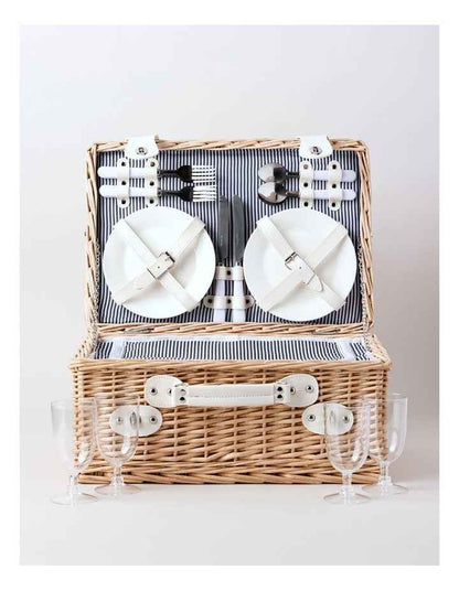 4 Person Picnic Basket in Ash Honey/Navy