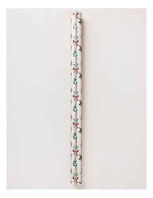 Heirloom Christmas Ribbon And Holly Leaves Wrap 5m in Cream