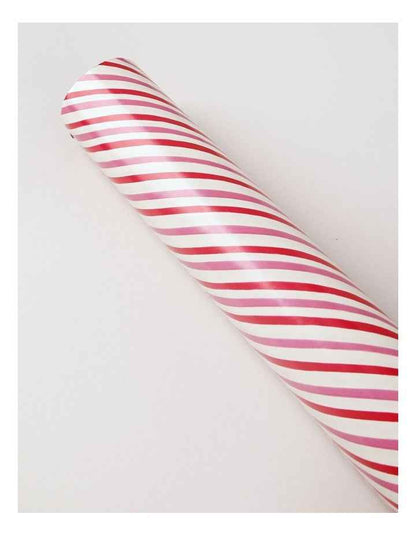 Candyland Christmas Candy Stripes Wrap 5m in Pink/Red