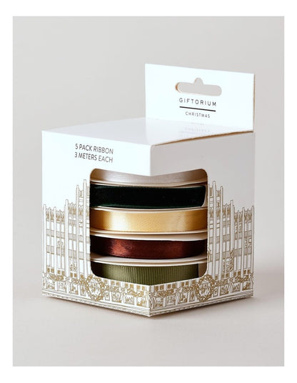 Harvest Christmas Mixed Ribbon 5 Pack in Multicolour