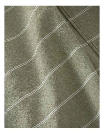 Stonewashed Cotton Sheet Set in Olive Stripe