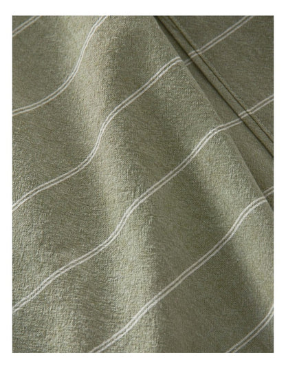 Stonewashed Cotton Sheet Set in Olive Stripe