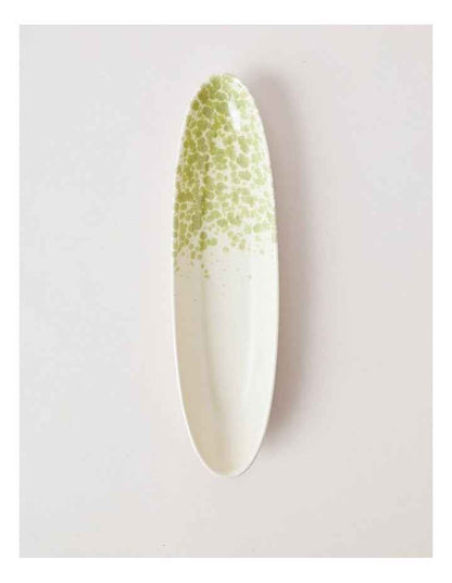 Hinterland Oval Bowl in White/Green