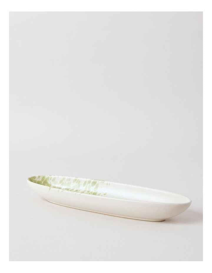 Hinterland Oval Bowl in White/Green