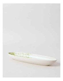 Hinterland Oval Bowl in White/Green