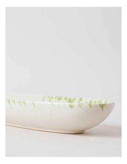 Hinterland Oval Bowl in White/Green