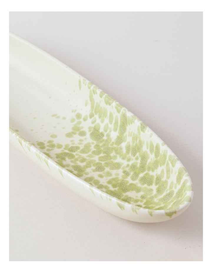 Hinterland Oval Bowl in White/Green