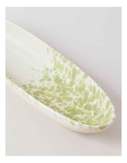 Hinterland Oval Bowl in White/Green