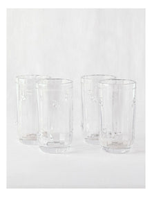 Honey Bee Pressed Glass Highball Set of 4 in Clear
