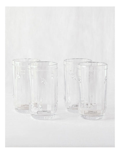 Honey Bee Pressed Glass Highball Set of 4 in Clear