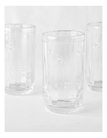 Honey Bee Pressed Glass Highball Set of 4 in Clear