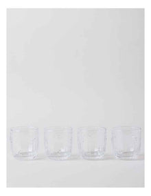 Honey Bee Pressed Glass Tumbler Set Of 4 in Clear