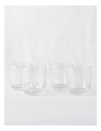 Honey Bee Pressed Glass Tumbler Set Of 4 in Clear