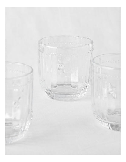 Honey Bee Pressed Glass Tumbler Set Of 4 in Clear
