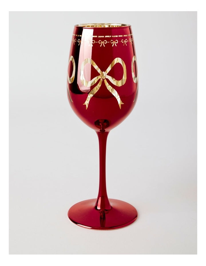 Bow Wine Glass Set of 4 in Red