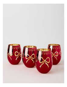 Bow Tumbler Set of 4 in Red